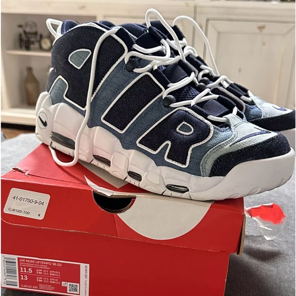 Nike Air More Uptempo "Denim" '96 White CJ6125-100 Men Size 11.5. Worn Only Once